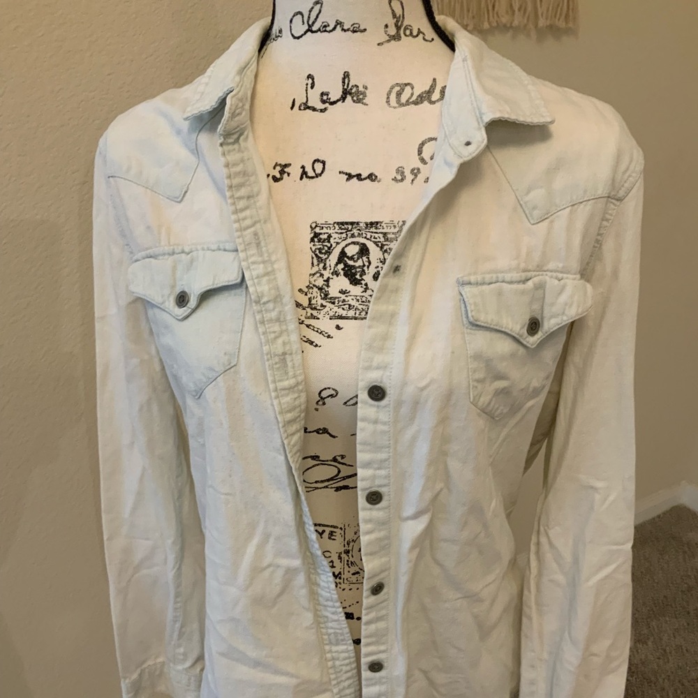 White wash denim button up